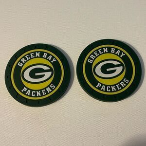 NFL Green Bay Packers car cup Coasters in black Set of 2 NWT